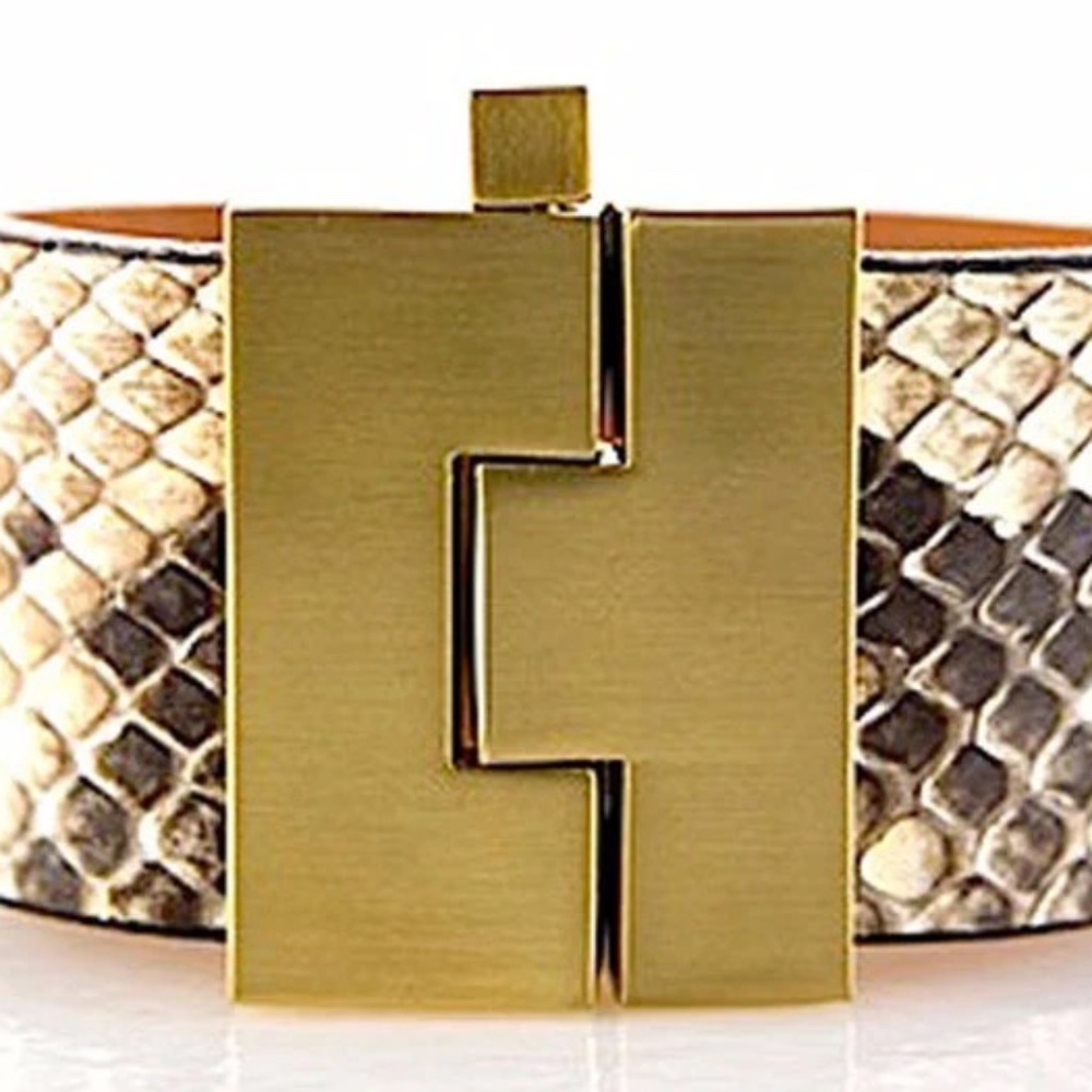 "LEIGHELENA" WIDE NATURAL PYTHON JIGSAW CUFF BRACELET